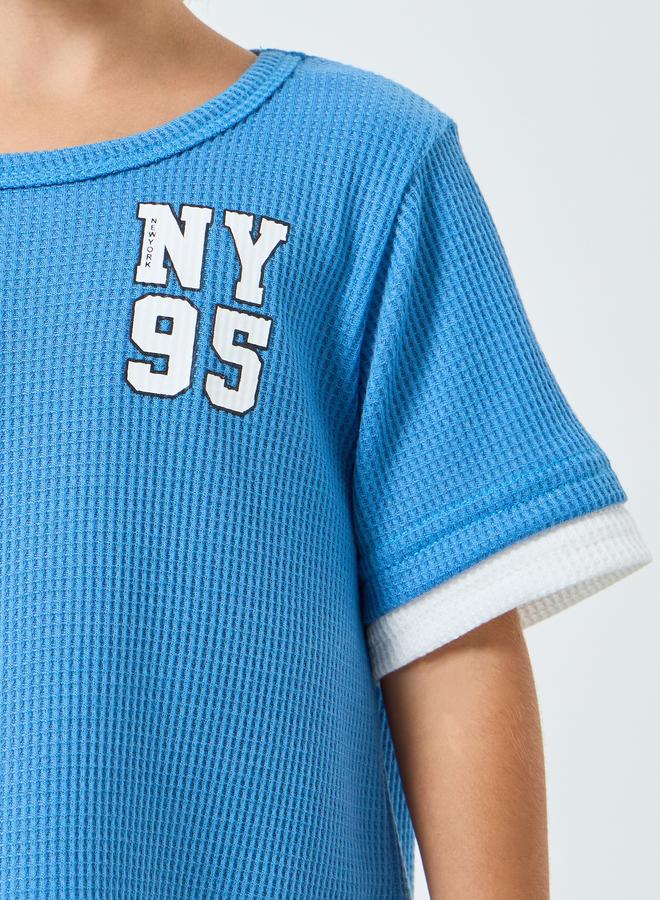 ستايلي طقم تيشيرت بطبعة جرافيك وشورت - Image 3